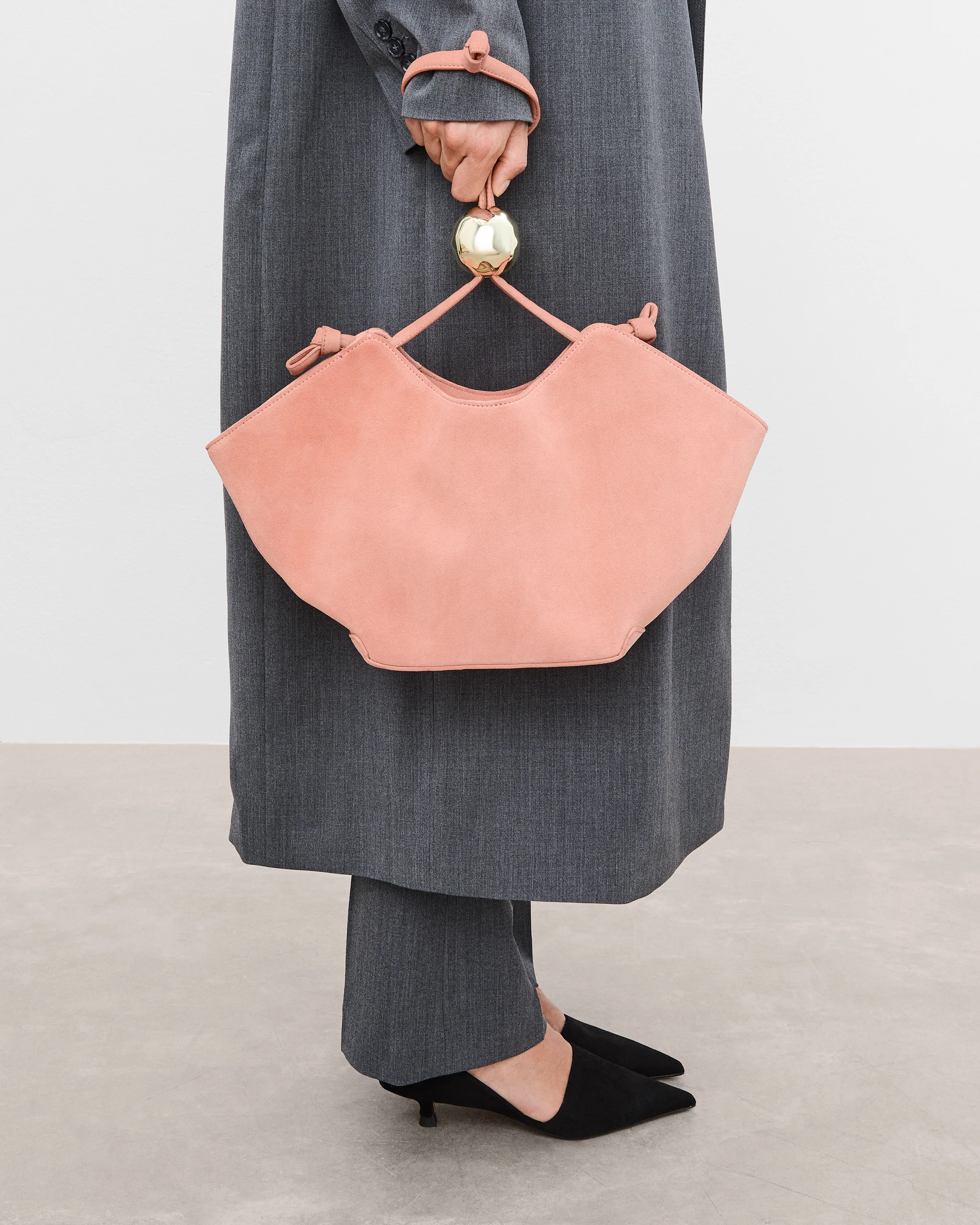 Donia Mini Handbag Suede Blush Pink - Image 3