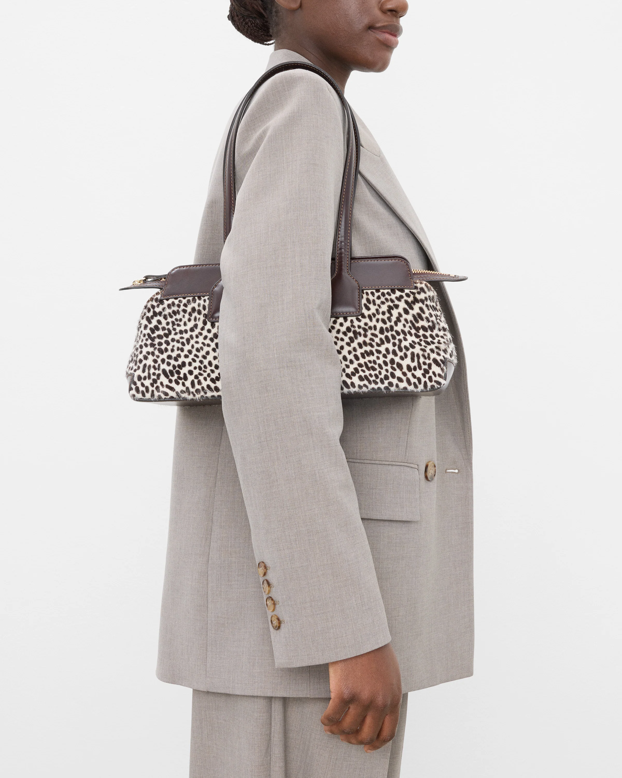 Greta Shoulder bag Leather Hair Chocolate Dot - Image 3