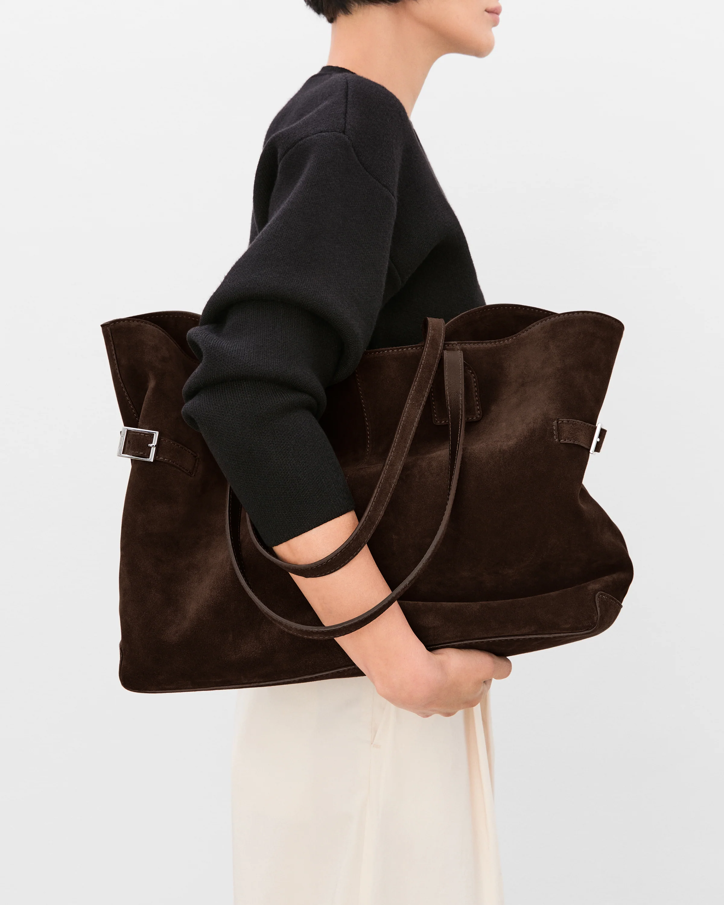 Lesley Tote Bag Suede Chocolate - Image 3