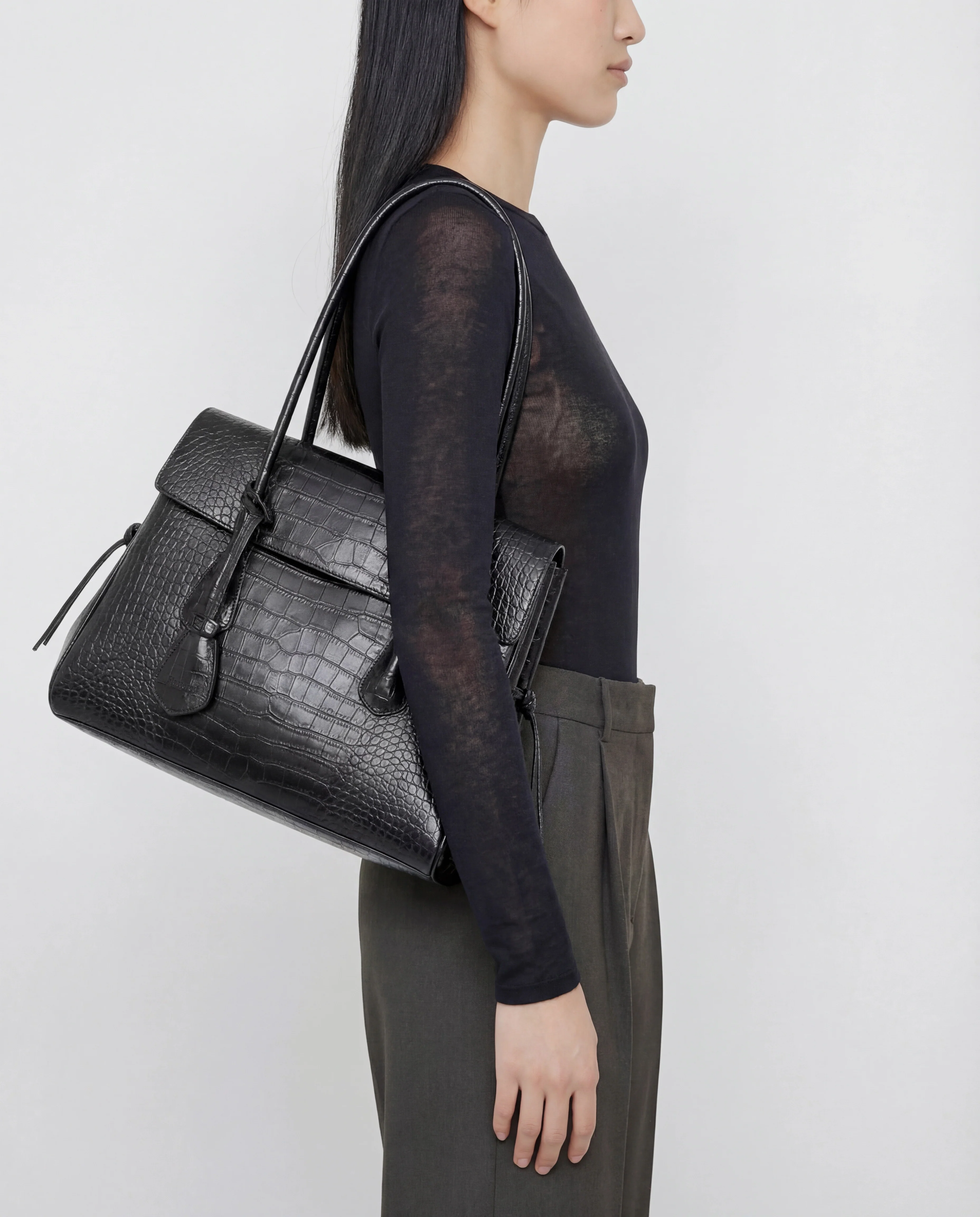 Lydia Tote Bag Leather Black Croco - Image 2