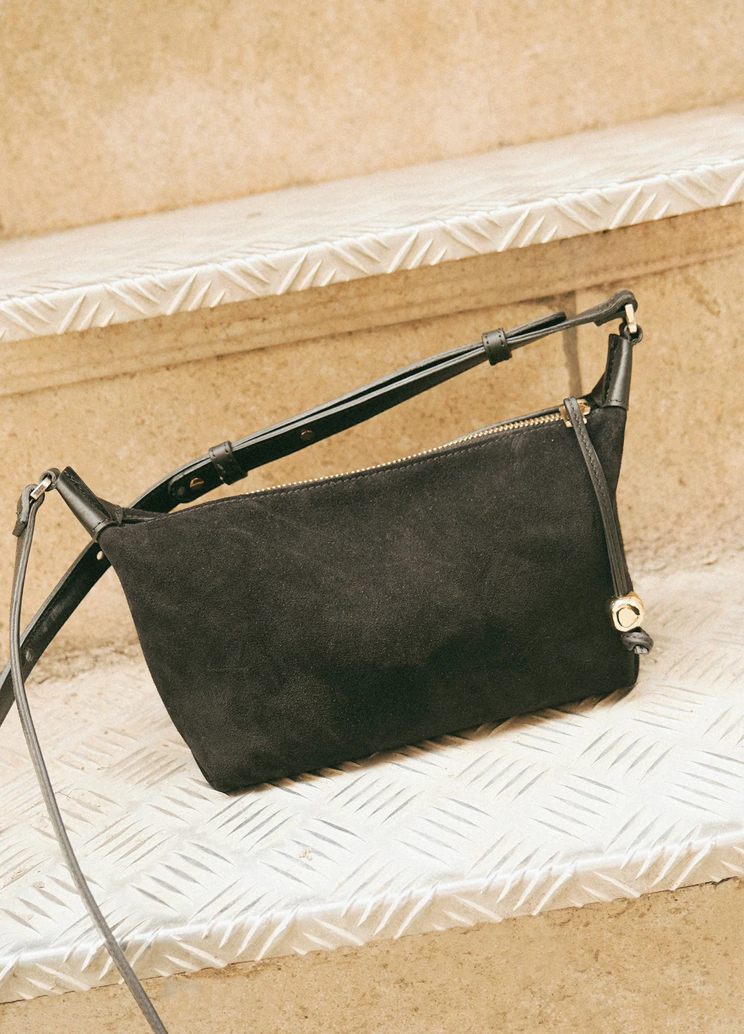 Ru Crossbody Bag Suede Black - Image 7